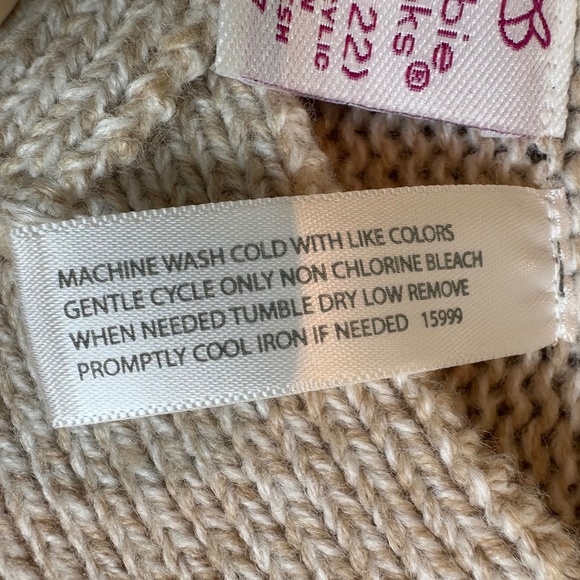 Bobbie Brooks Tan/Cream Knit Sweater Open Front Cardigan Sleeveless Sweater - Picture 7 of 7